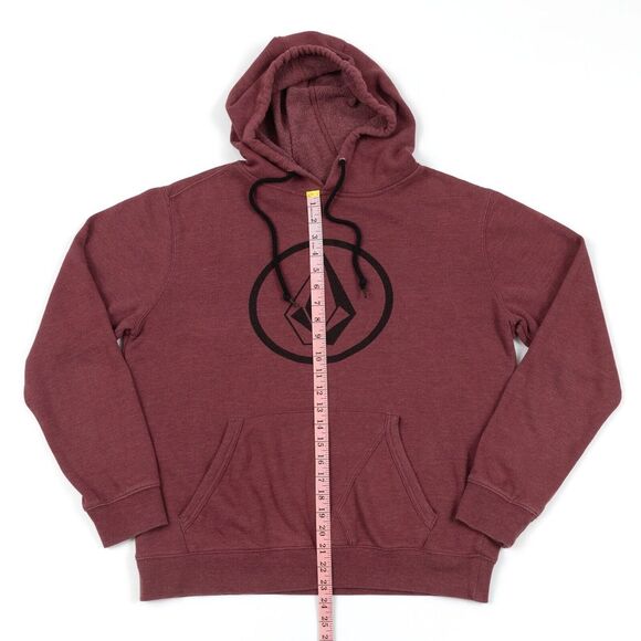 Volcom‎ Maroon Heather Blaqued Out Logo Hoodie Pullover Men's Size Medium - Picture 2 of 13